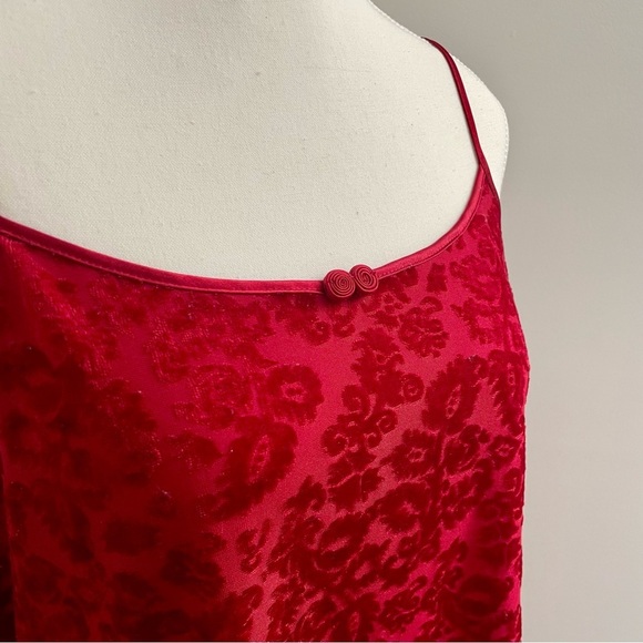 Vintage Red Velvet Burnout Floral Slip Dress Size 1X - Picture 2 of 6